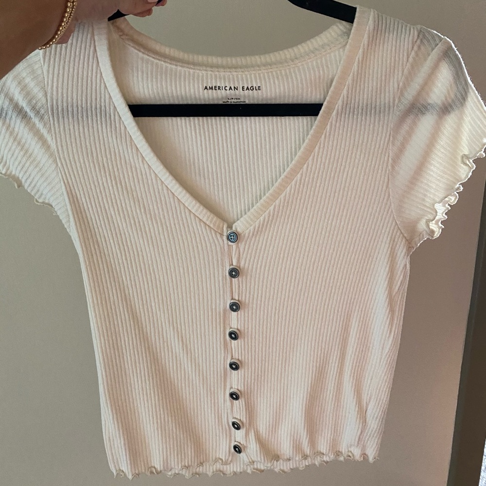 White ruffle crop top